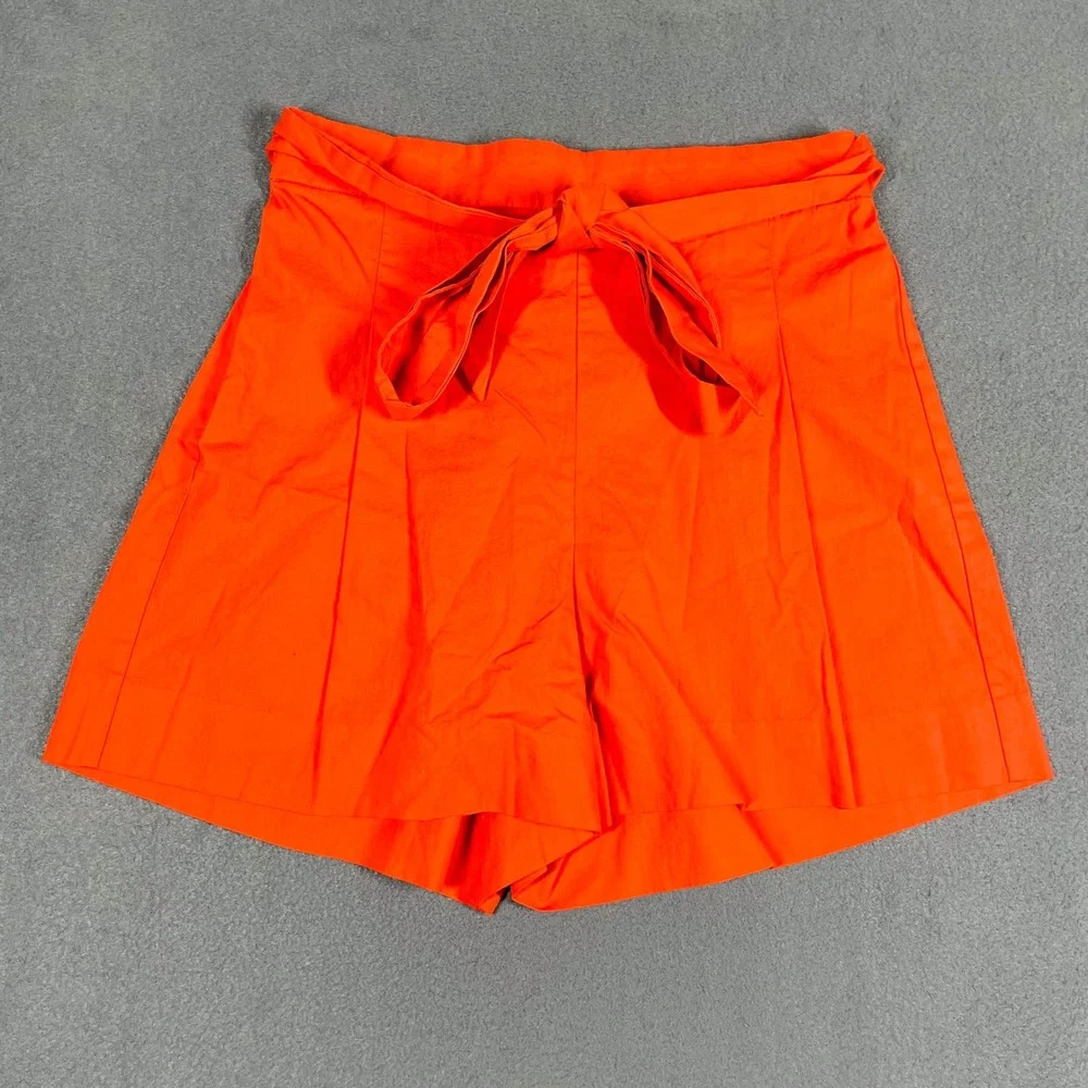 J.Crew Paperbag Waist Tie Shorts Size 0‎ Bright Orange High Rise Coastal Chic